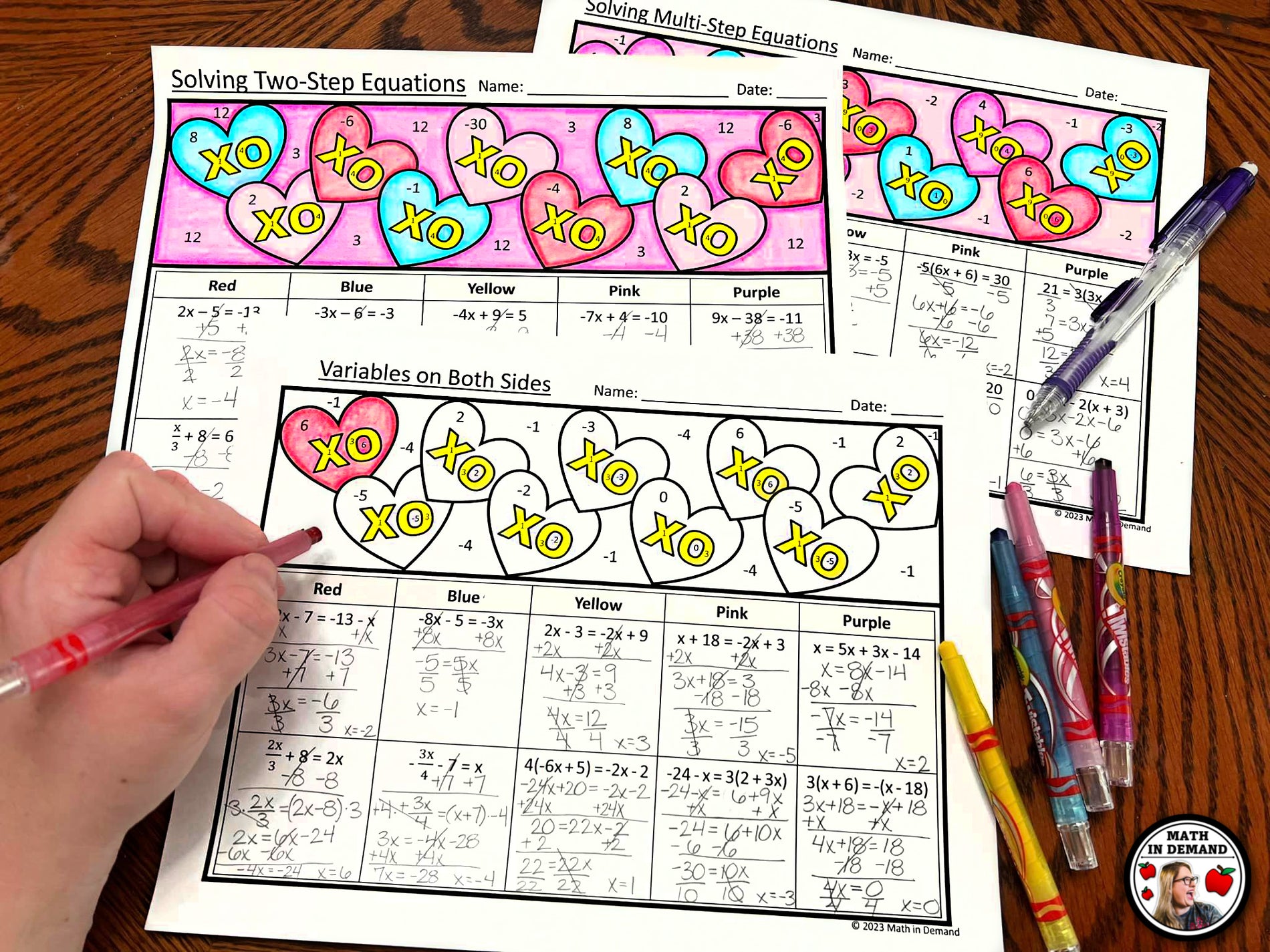 Solving Equations Coloring Worksheets (Two-Step, Multi-Step, &amp; Variabl ...
