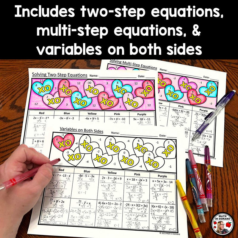 Solving Equations Coloring Worksheets Two Step Multi Step Amp Variabl