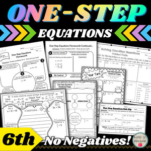 One-Step Equations Unit Bundle for 6th Grade Math (Includes No Negatives)