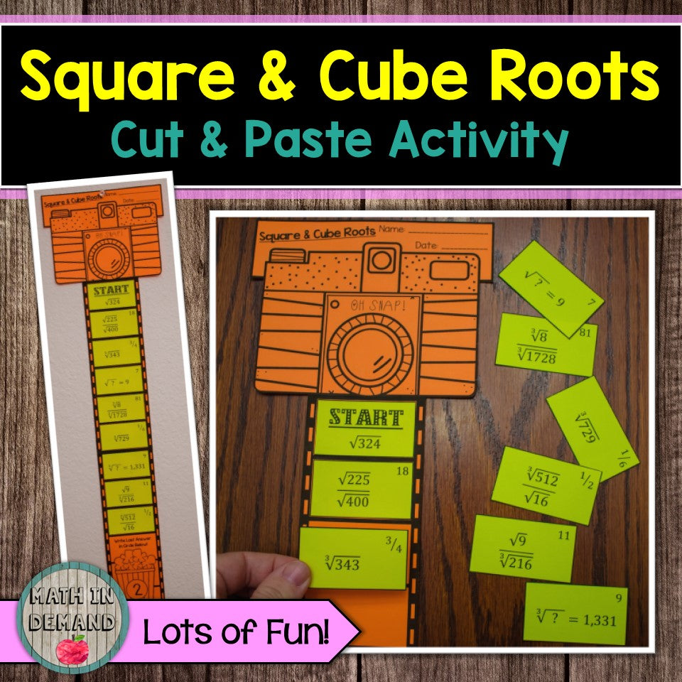Square Roots and Cube Roots Cut & Paste Activity for Bulletin Boards