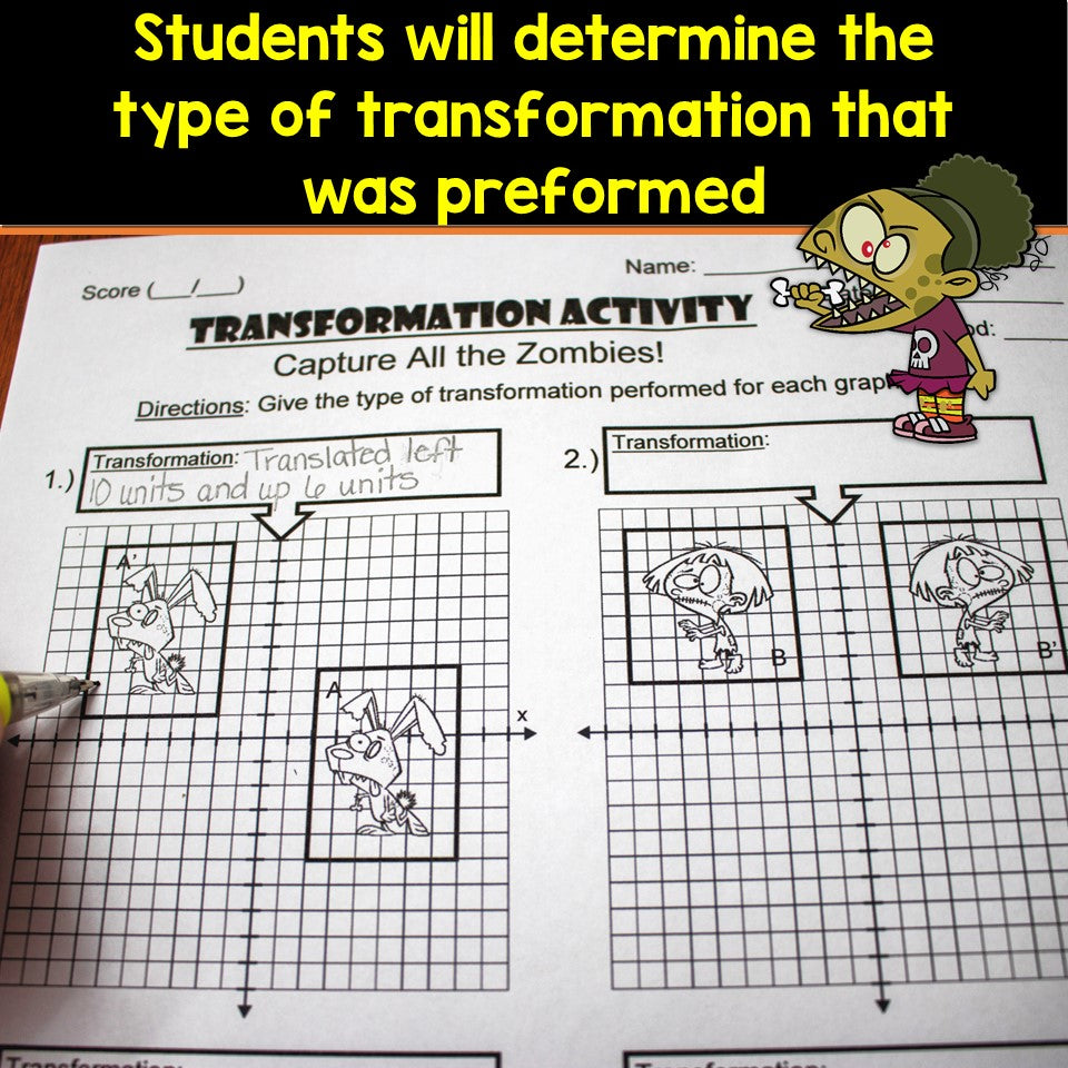 Transformation Activity Halloween Math Resources Great For Middle