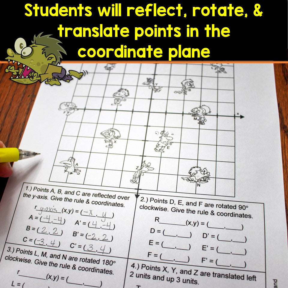 Transformation Activity Halloween Math Resources Great For Middle