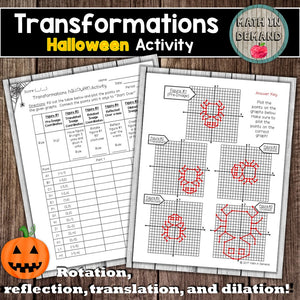 Transformations Halloween Activity (Reflection, rotation, translation, and dilation)