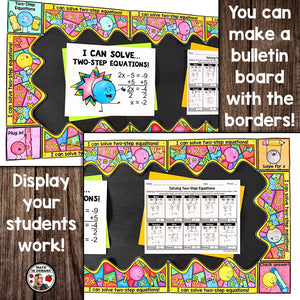 Two-Step Equations Bulletin Board Border Color by Number