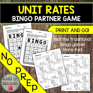 Unit Rates Proportional Relationships Constant of Proportionality Bingo Game