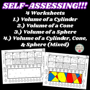 Volume of a Cone, Cylinder, and Sphere Stained Glass Activities