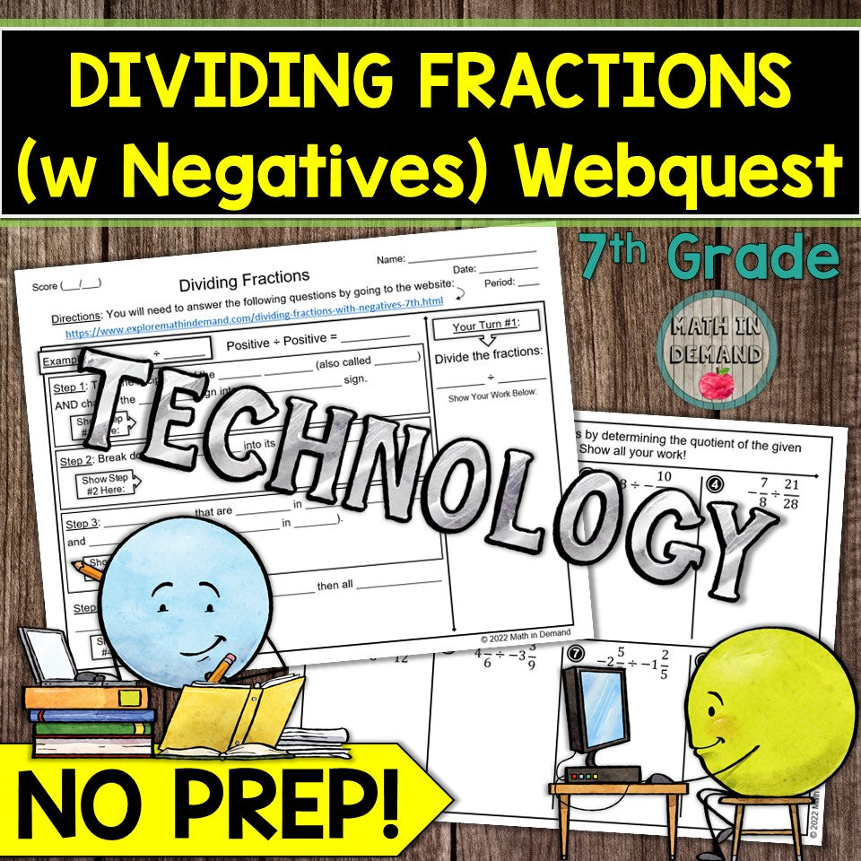 Dividing Fractions Webquest (Includes Negatives)