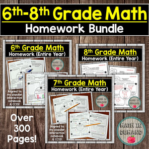 6th, 7th, and 8th Grade Math Homework Bundle