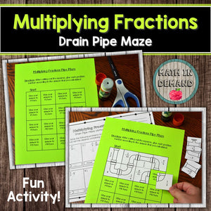 Multiplying Fractions Cut & Paste Drain Pipe Activity (Includes Negatives)