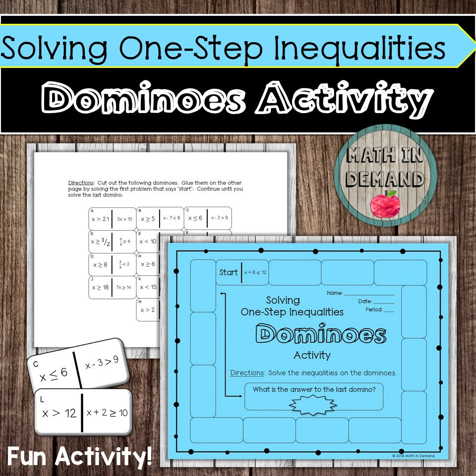 Solving One-Step Inequalities Dominoes Activity