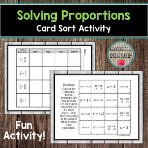 Solving Proportions Card Sort Activity