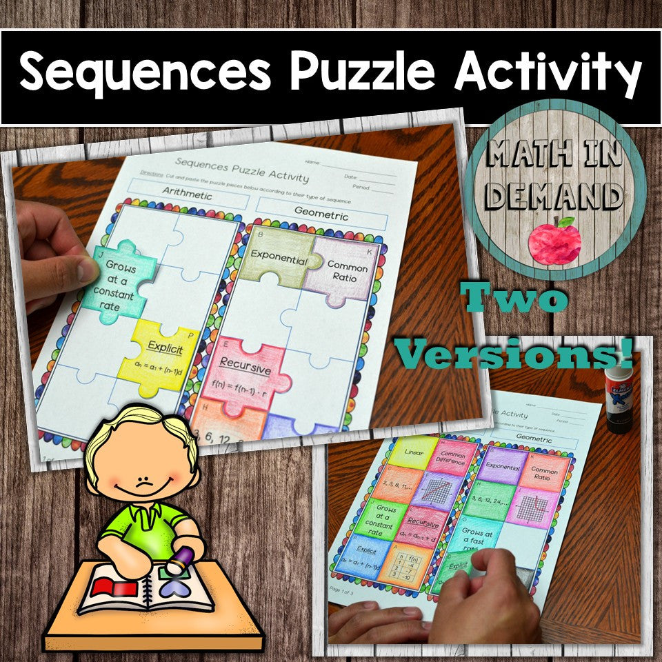 Sequences Puzzle Activity (Arithmetic and Geometric)